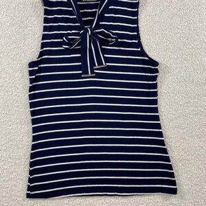 Elegant Navy and White Striped Tank Top